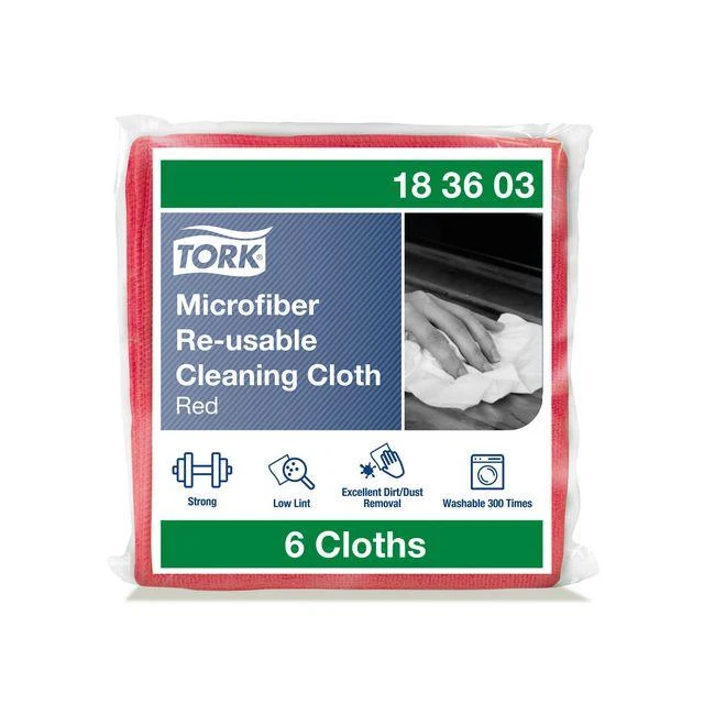 Microfiberduk TORK 30,5x30,5cm röd 6/fp