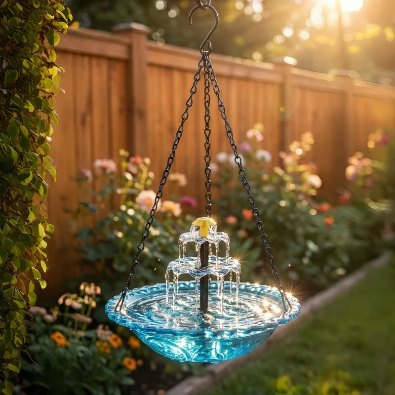 BirdbathFountain - Solkraftad Hängande Fågelbad Skiktad Fontän