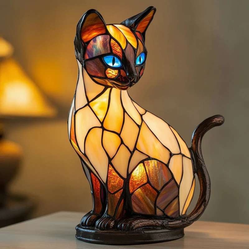 Dekorativ Bordlampe med Kattemotiv – Skab Hygge og Stil