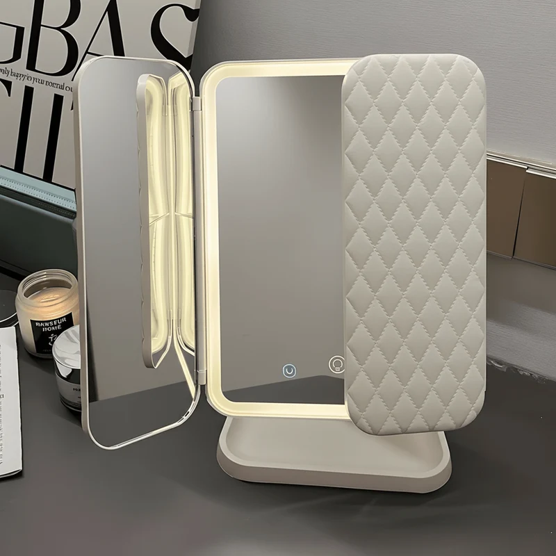Sammenklappeligt LED Makeup Spejl med Justerbar Belysning