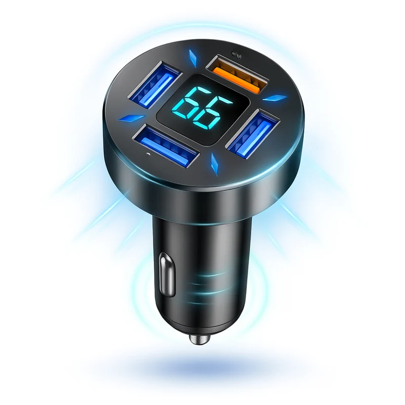 Hurtig Dual USB Biloplader med 66W Effekt og Sikkerhed