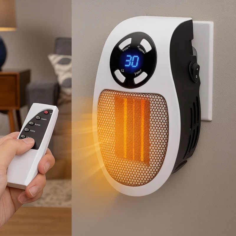 Effektiv Mini Væghænger Varmeblæser med Fjernbetjening