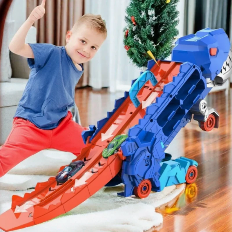 Dinosaur Lastbil med Racerbane - 3-i-1 Legeoplevelse