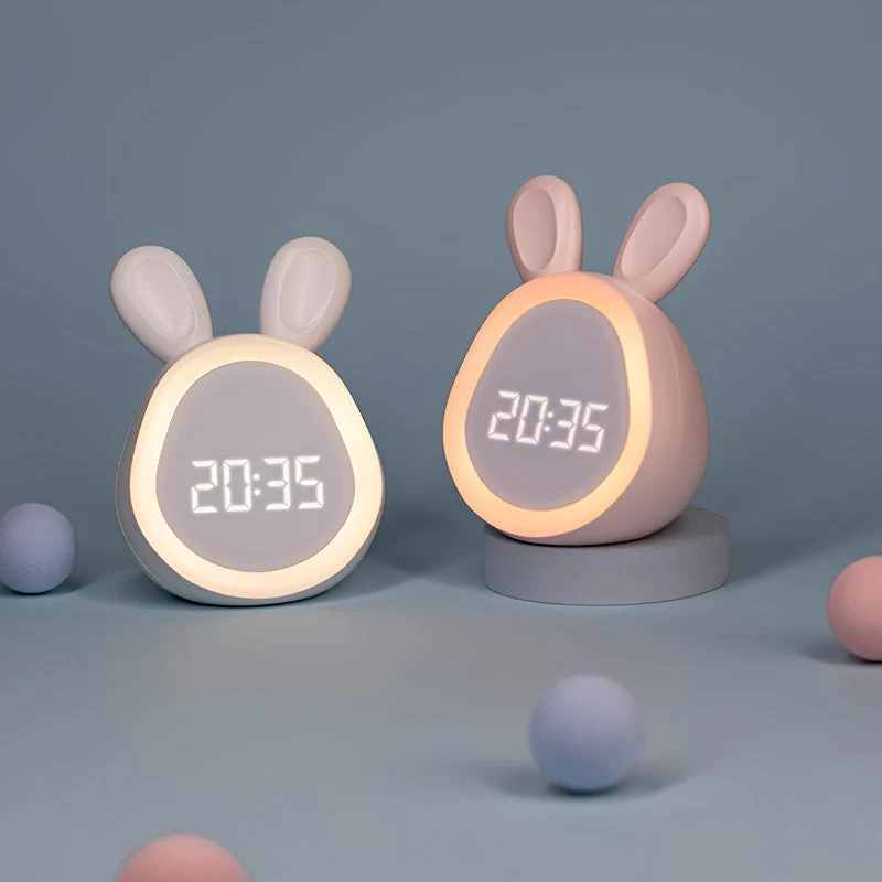 BunnyGlow Vækkeur med Blid Vågn Musik og Natlampe