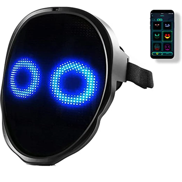 Genopladelig LED-maske med digital ansigtsændring til fest