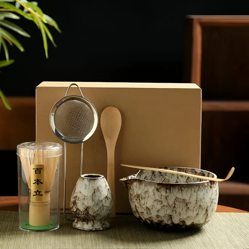 Eksklusivt Matcha Teesæt i Bambus og Keramik – Perfekt Ritual