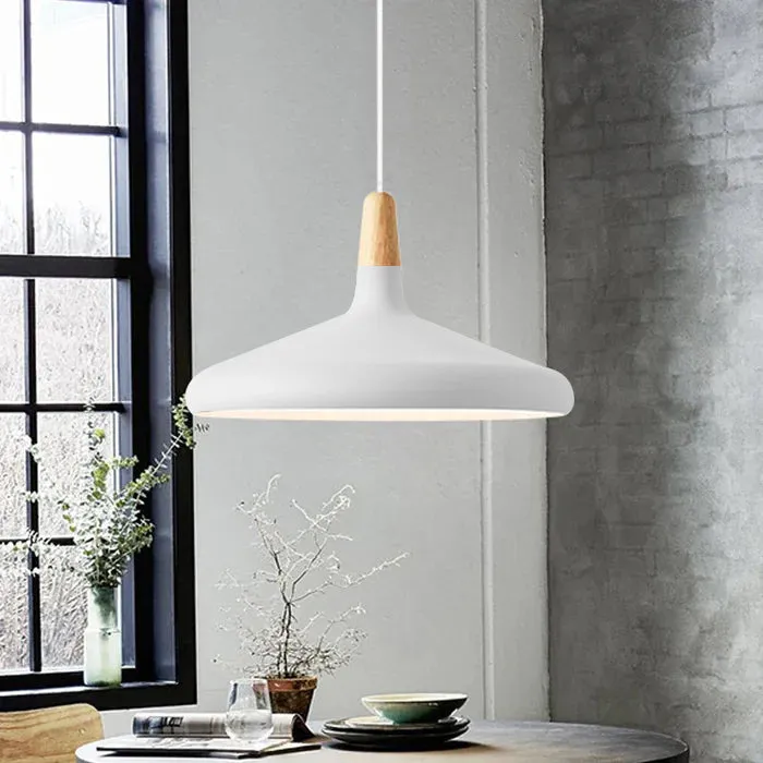 Farverig Hængelampe i Aluminium & Træ - 18 cm