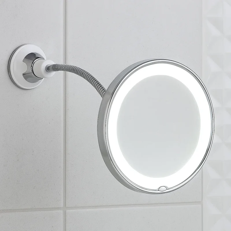 Fleksibelt LED Makeupspejl med 10x Forstørrelse