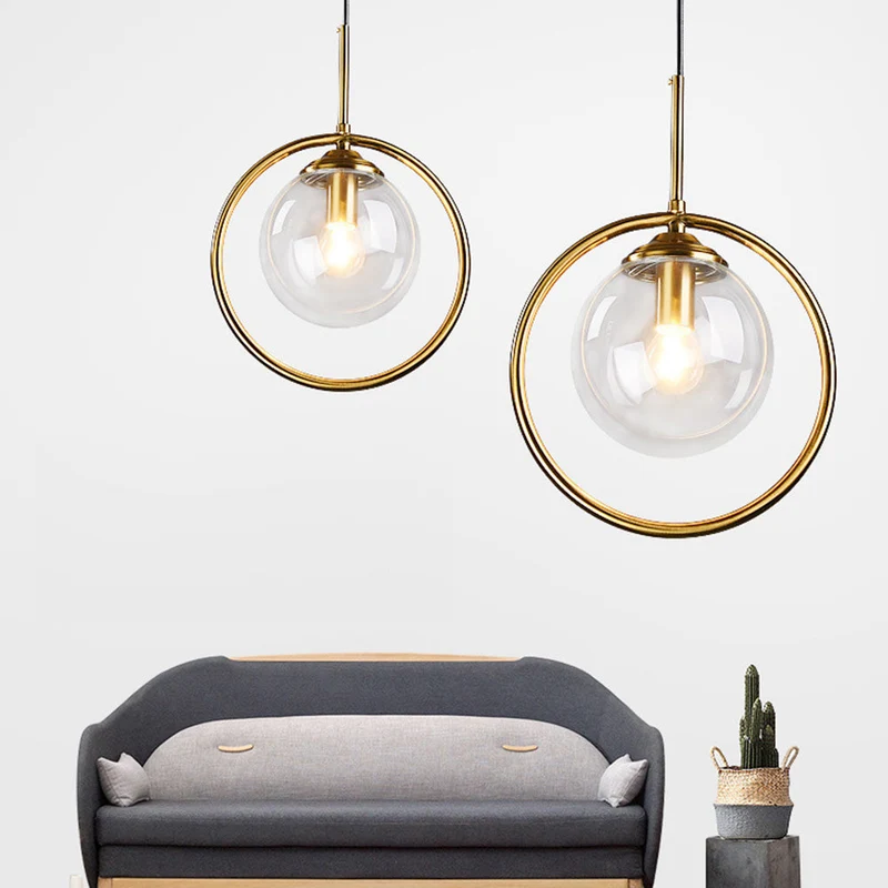 Elegant Glaspendel med Gylden Ramme til Moderne Hjem