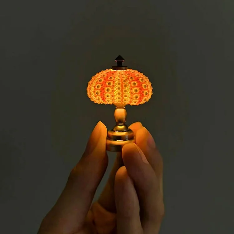 Vintage Bordlampe med Glasdome & Havpindsvin Design