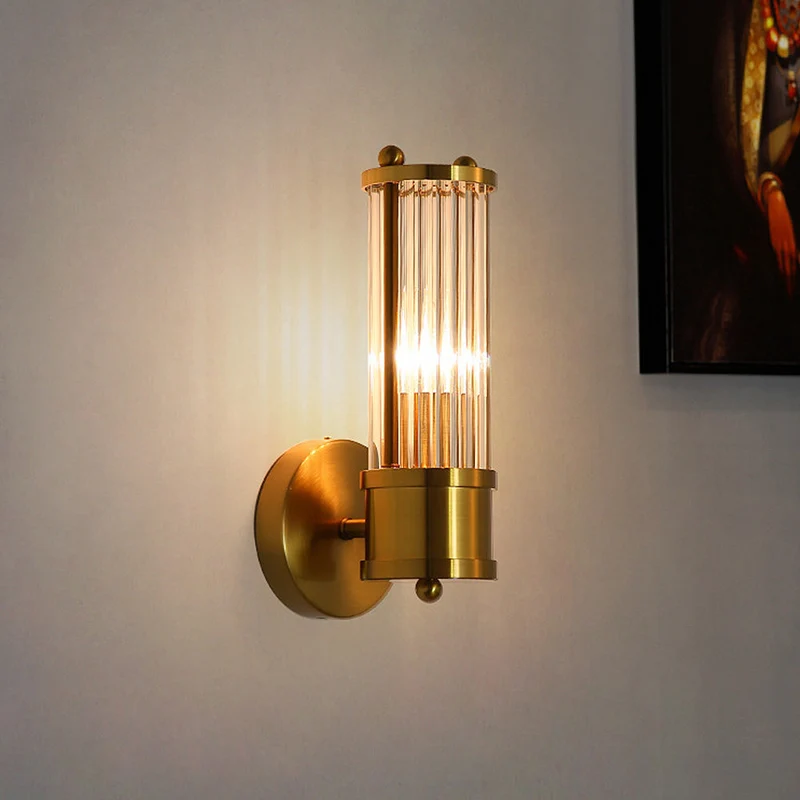 Guldbelagt LED Væglampe i Glas – Elegant Indendørs Design