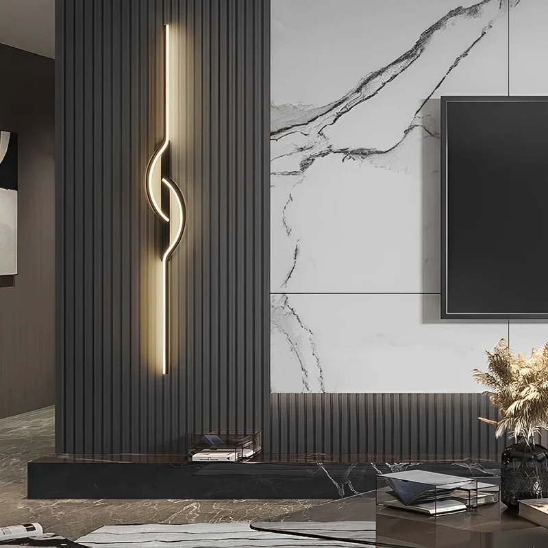 Elegant LED Væglampe i Sort Aluminium med Dæmpbar Funktion