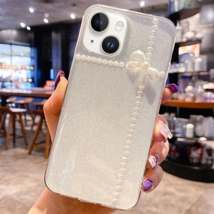 Elegant TPU mobilcover med perle-design til iPhone 15 Plus