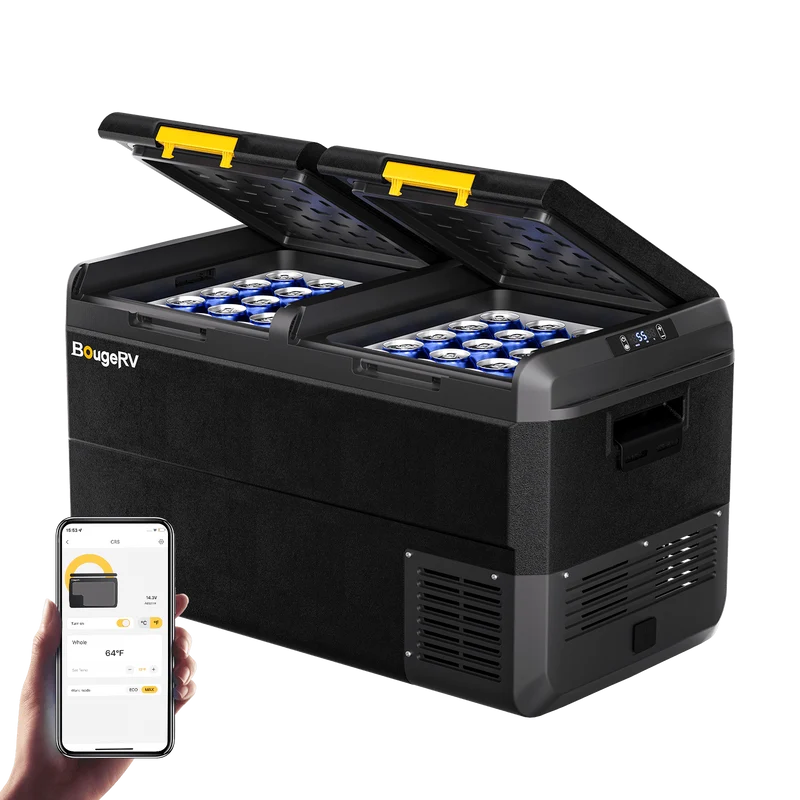 BougeRV New CRS 79 Quart 12V Dual Zone Car Fridge Freezer
