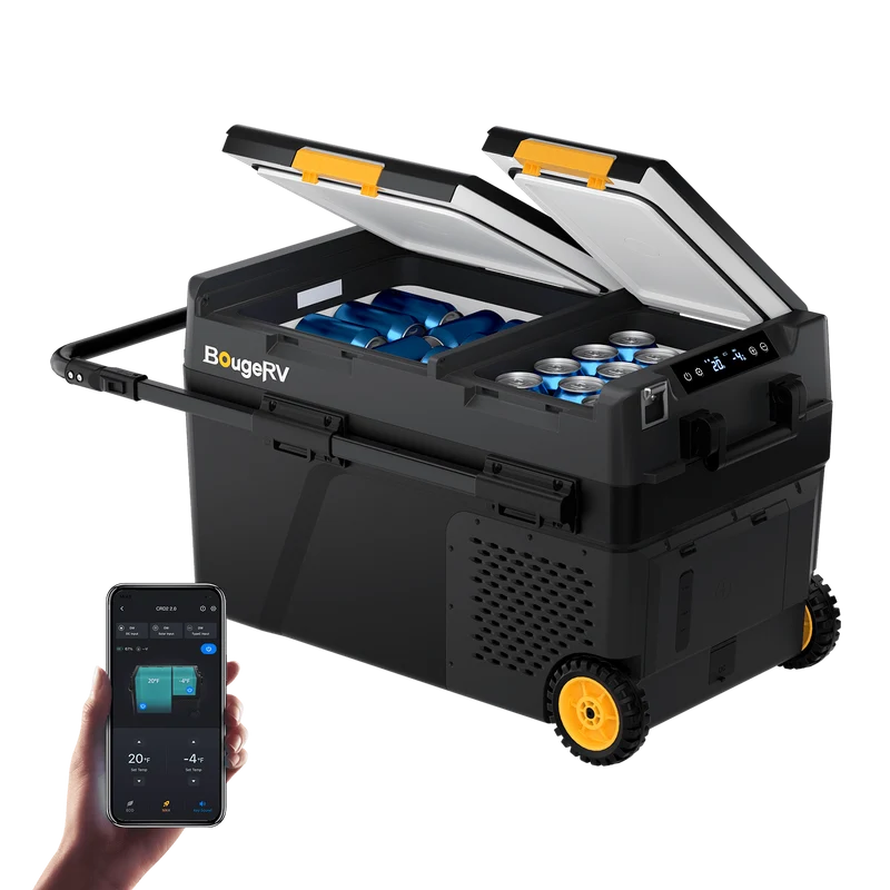BougeRV New CRD2 V2.0 43QT Dual Zone 12V Portable Fridge
