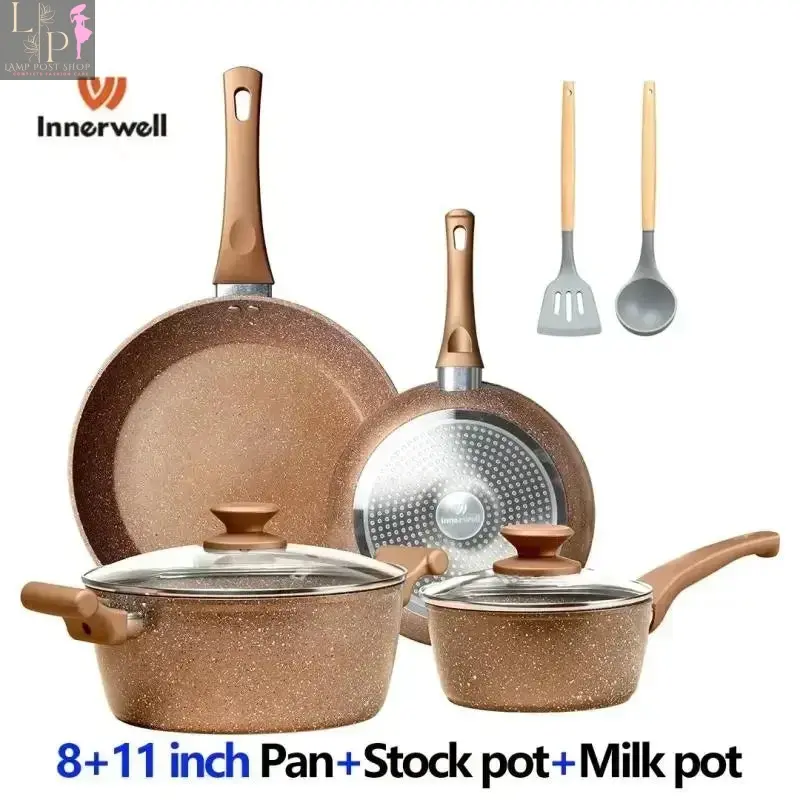 8-Piece Nonstick Cookware with Glass Lids and Bakelite Handles