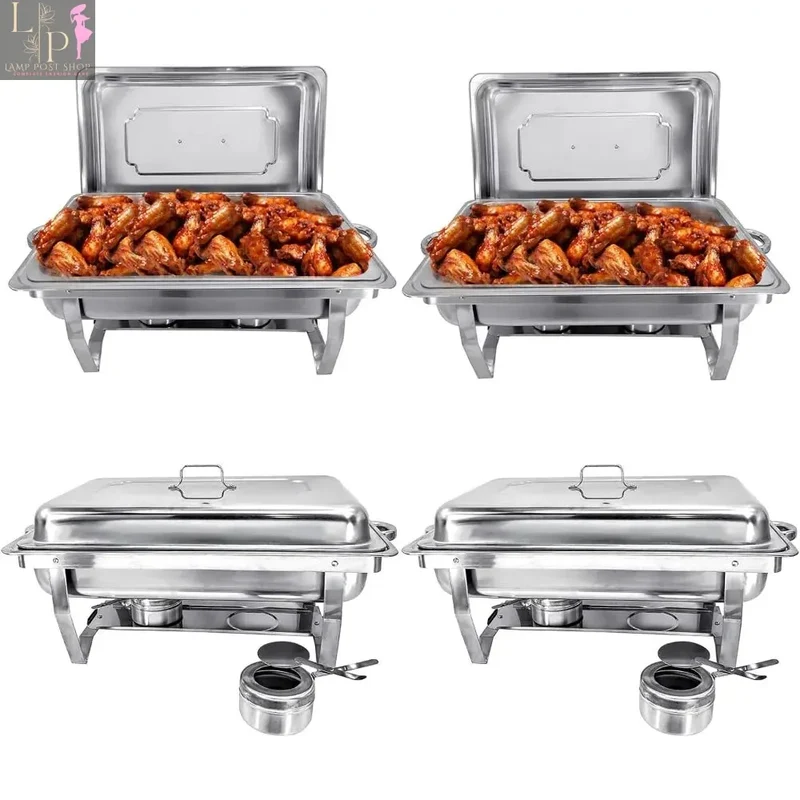PRIJESSE Chafing Dish Buffet Set (4 Pack) 8QT Buffet Servers & Warmers