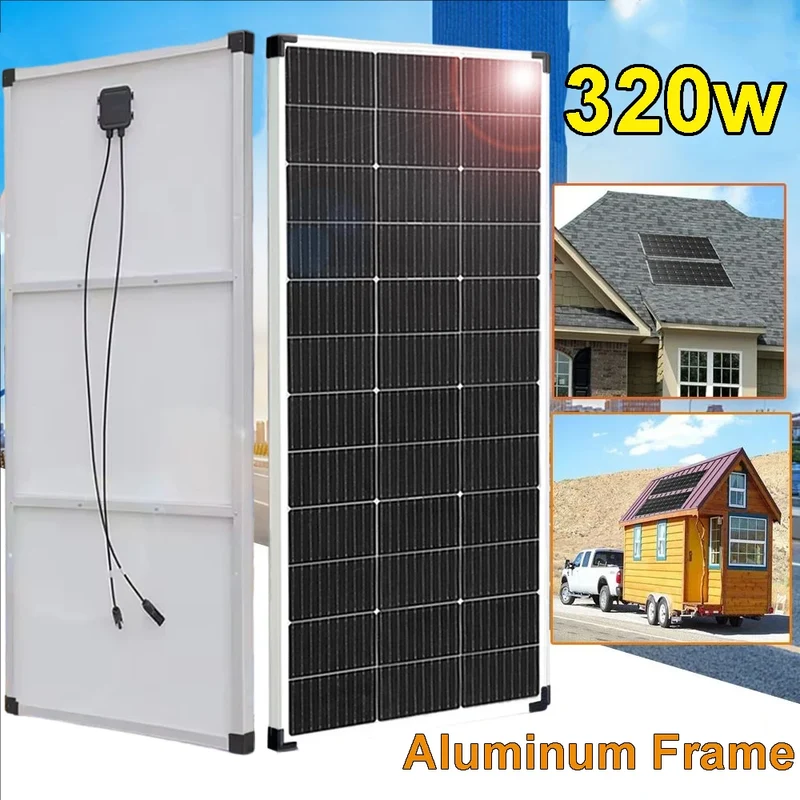 12v Solar Panel with Aluminum Frame, Lightweight Photovoltaic Panel 150W