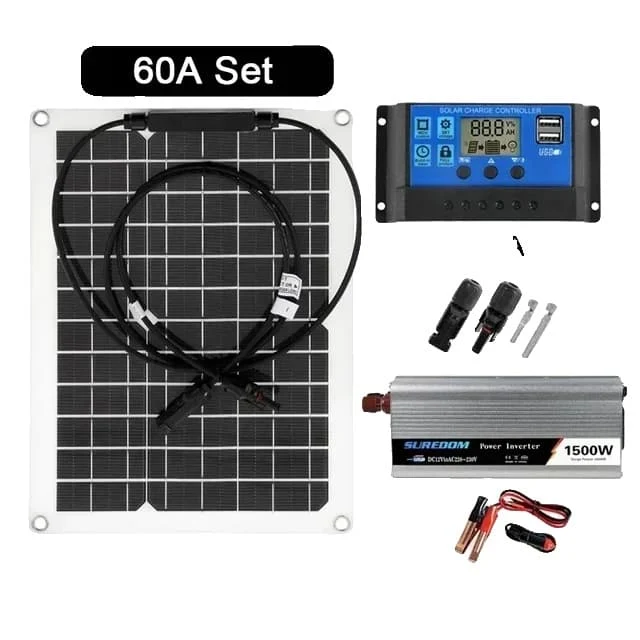 Solar Energy System Package, Battery Charger, 300W Solar Panel, 60A Set
