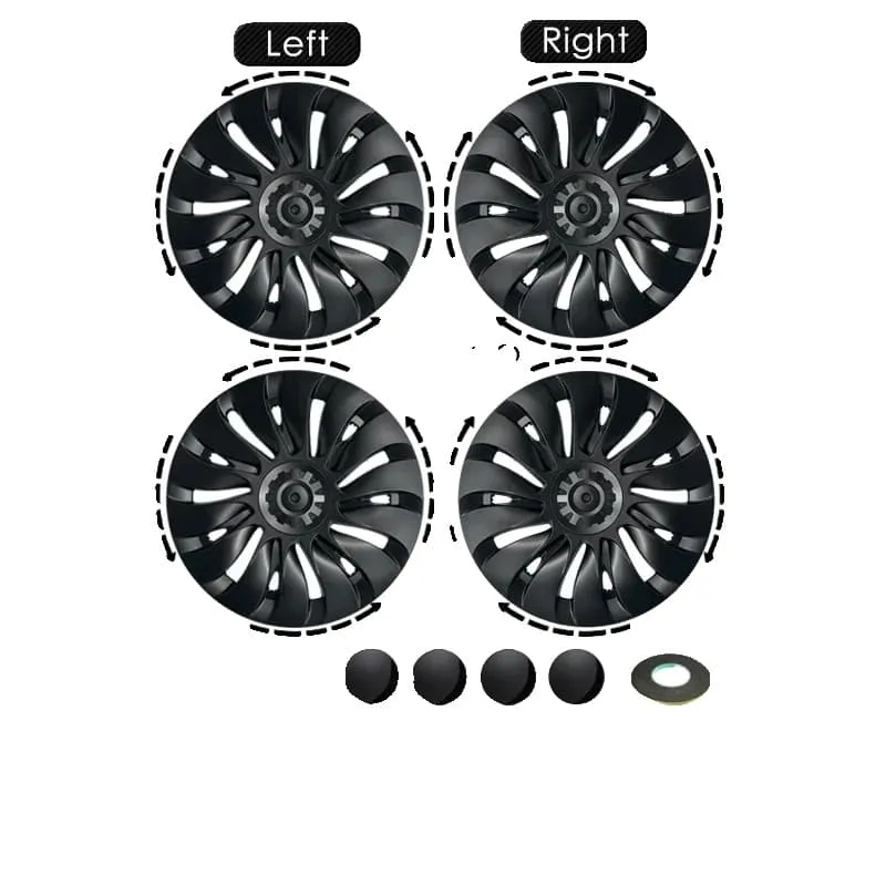 19" HubCaps for Tesla Model Y, Black (4pcs)