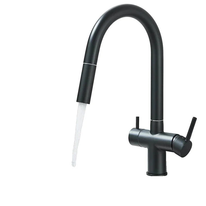 Kitchen Faucet, Pull-Out Spout, Dual Handle Control, Matte Black