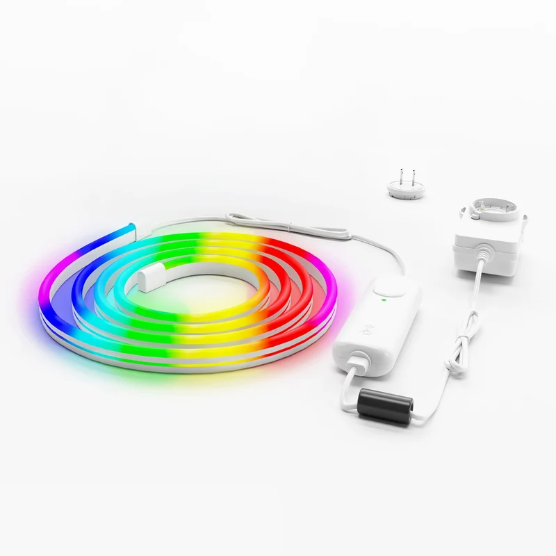 Twinkly Flex 10ft, LED Tube Multicolor, RGB LED Strip Flexible, Compatible with Alexa and Google Home, Gaming Lights, 16 M+ Colors, USB C Power, App Mapping, White Wire