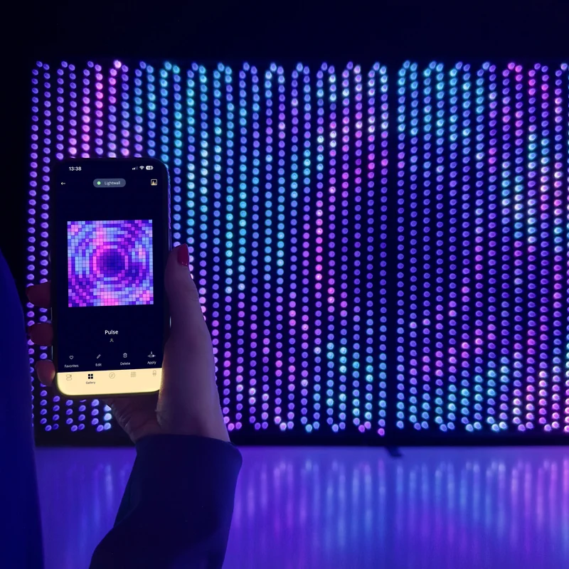 Twinkly Lightwall 8x8ft, LED Panel Smart, Multicolor LED Lights, DJ Lights and Music Rhythm Show, App Mapping, 20 Customizable Presets, Aluminum Frame and Transport Trolley Included