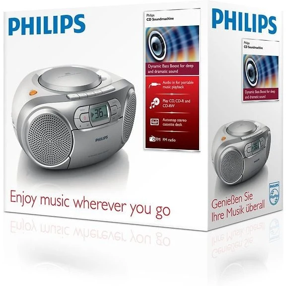Philips AZ127 Portable CD Player, Silver