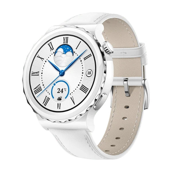 HUAWEI WATCH GT3 PRO 43MM WITH WHITE LEATHER STRAP