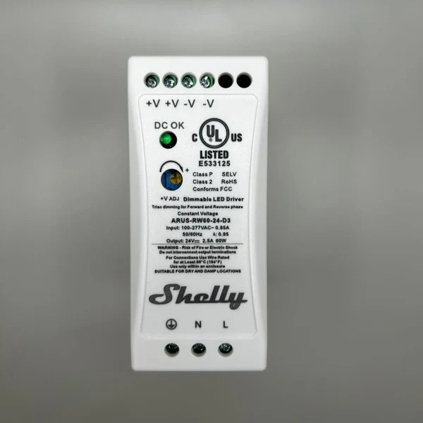 Shelly 60 Watt UL Listed DIN Rail 24VDC Power Supply