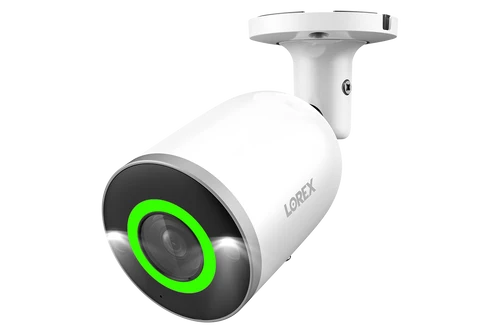 Lorex E894AB 4K 8.0-MP Smart AI PoE IP Wired Security Bullet Camera with Lighting and Deterrence, White