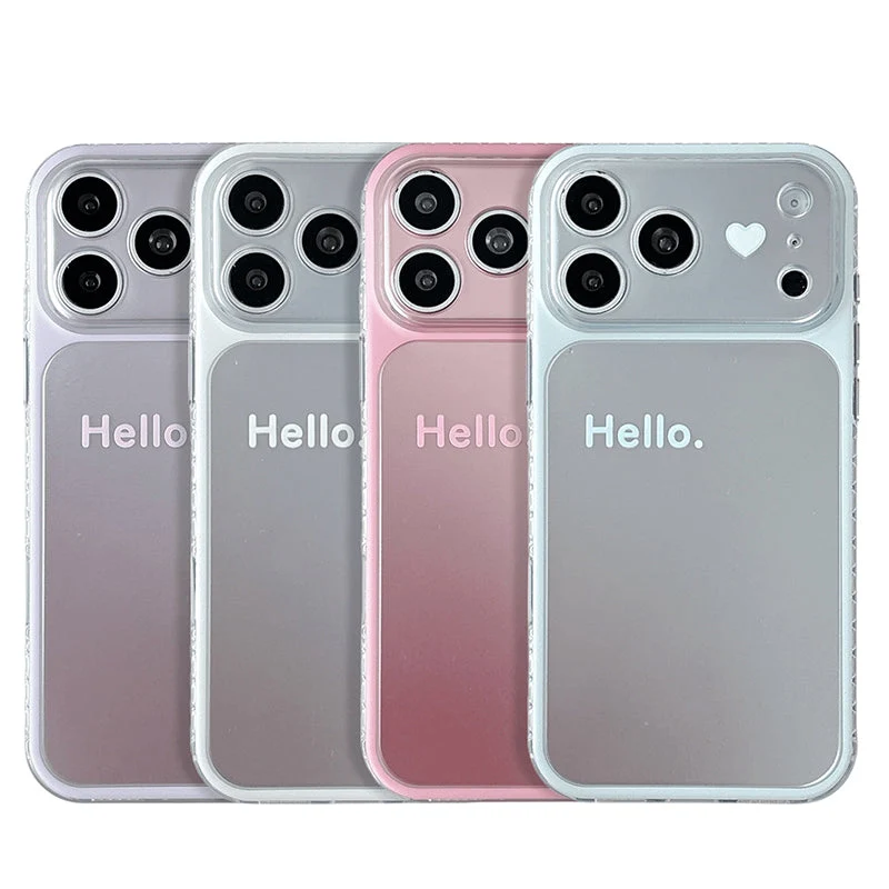 Sweet Heart Pattern Metallic Finish Phone Case