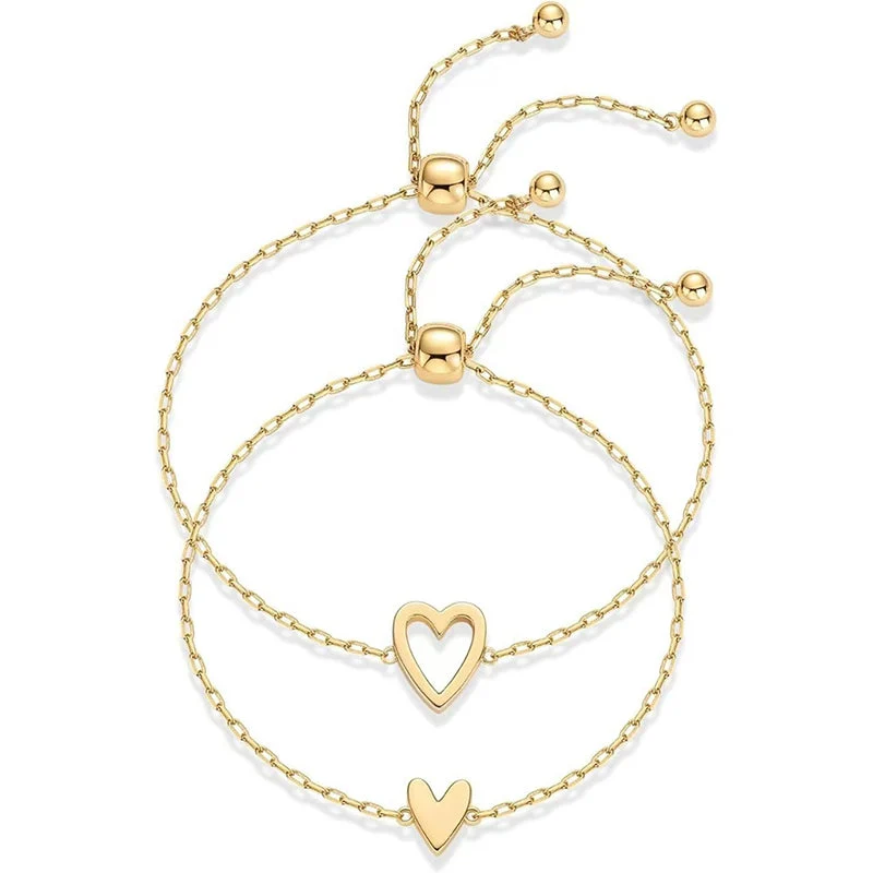 2-pack Matchande Armband med Hjärtformade Berlocker