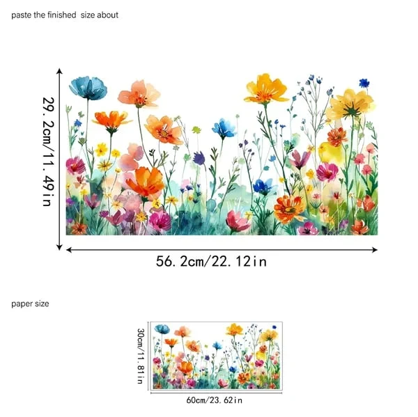 ✨SISTA DAGEN REA 50 % RABATT!💐Färgglad blomsterbukett fönsterdekal🖼️