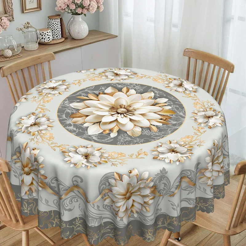 🔥Elegant vattentålig bordsduk med präglat blommönster