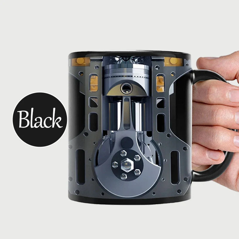 Keramisk kaffemugg med motormotiv för mekaniker