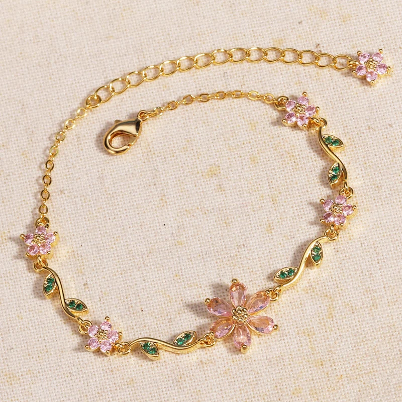 🌸Damlig Kärleksblomstrasmycke med Strass🌸