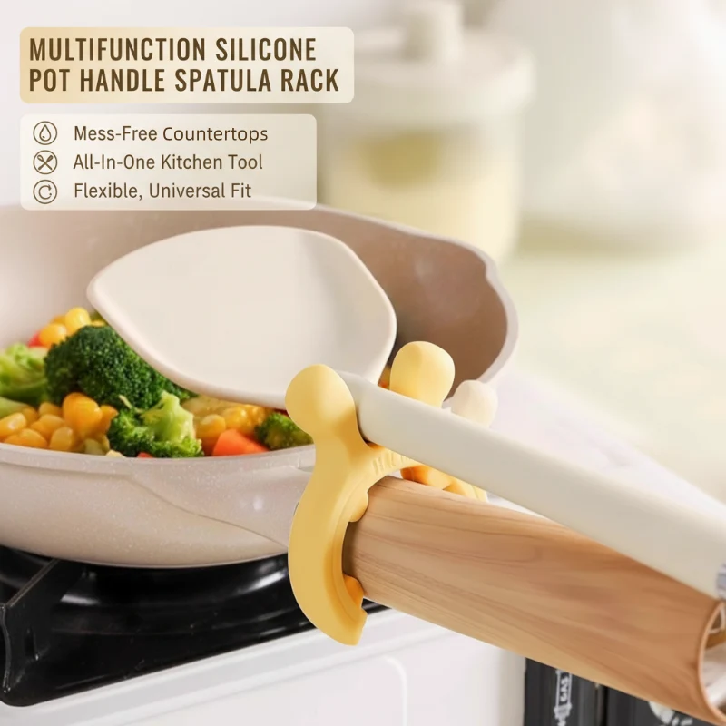 🥘 KÖP 2, FÅ 1 GRATIS! 🎉 6-i-1 silikonkokhandtag & redskapshållare – Värmetålig, platsbesparande & lätt att rengöra 📦