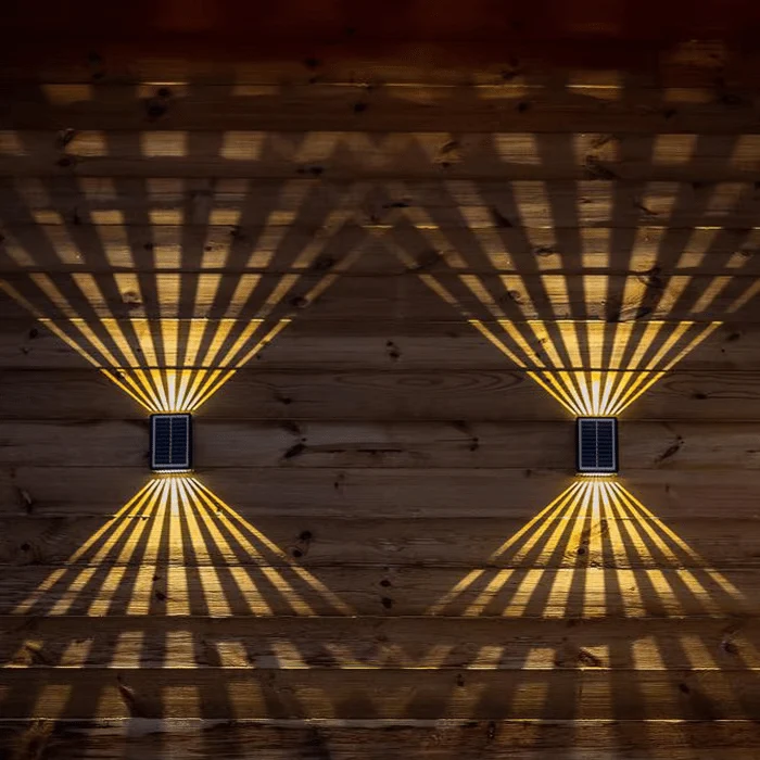 ☀️4 LED Solar Färgglada vägglampor Utomhuslampa Vattentät