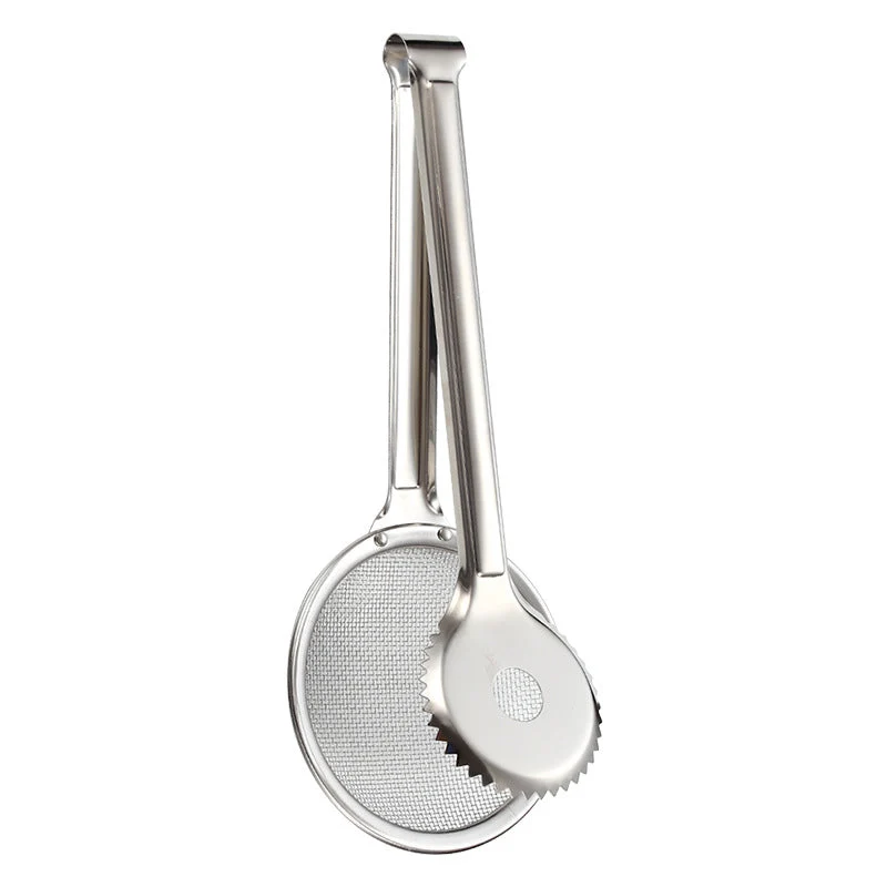 🍳 50% RABATT NU! 2-i-1 Oil Filter Tongs i rostfritt stål – oljeavrinning, säkert grepp & mindre kladd – perfekt för fritering och servering ✨