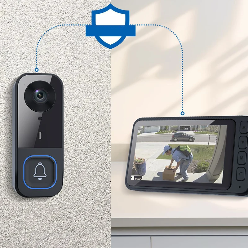 📢📢 50% RABATT !! ⏰ Video-dörrklocka med monitor & kamera (trådlös) – 1080P HD, 170° vidvinkel & tvåvägsljud – perfekt för säkerhet utan WiFi eller app 📹🔒