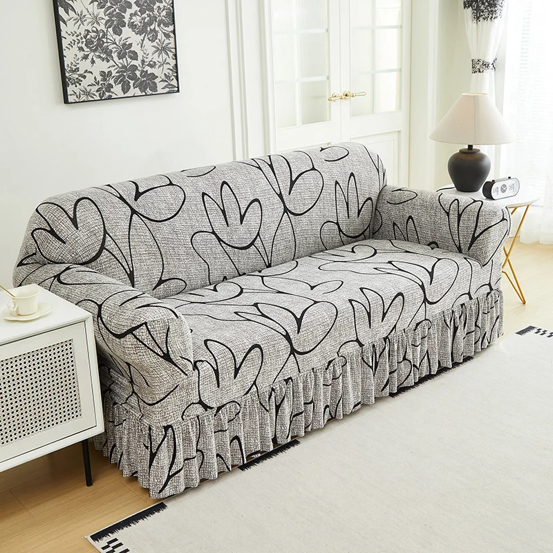 🛋️ 50% RABATT NU! ✨ Högsträckbart sofföverdrag med volangkant – fullständigt skydd för din soffa – perfekt för hemmet och vardagsrummet 🏠🛡️