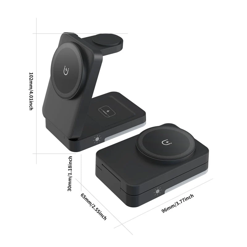 🔋 50% RABATT NU! 3-i-1 vikbart magnetiskt laddställ – ladda telefon, klocka & hörlurar samtidigt – perfekt för nattduksbordet, skrivbordet och resan 📱⌚🎧