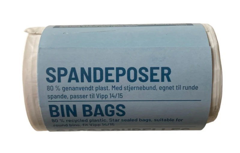 Spandeposer til pedalspand 14 liter – 20 my LD, hvid m. stjernebumd