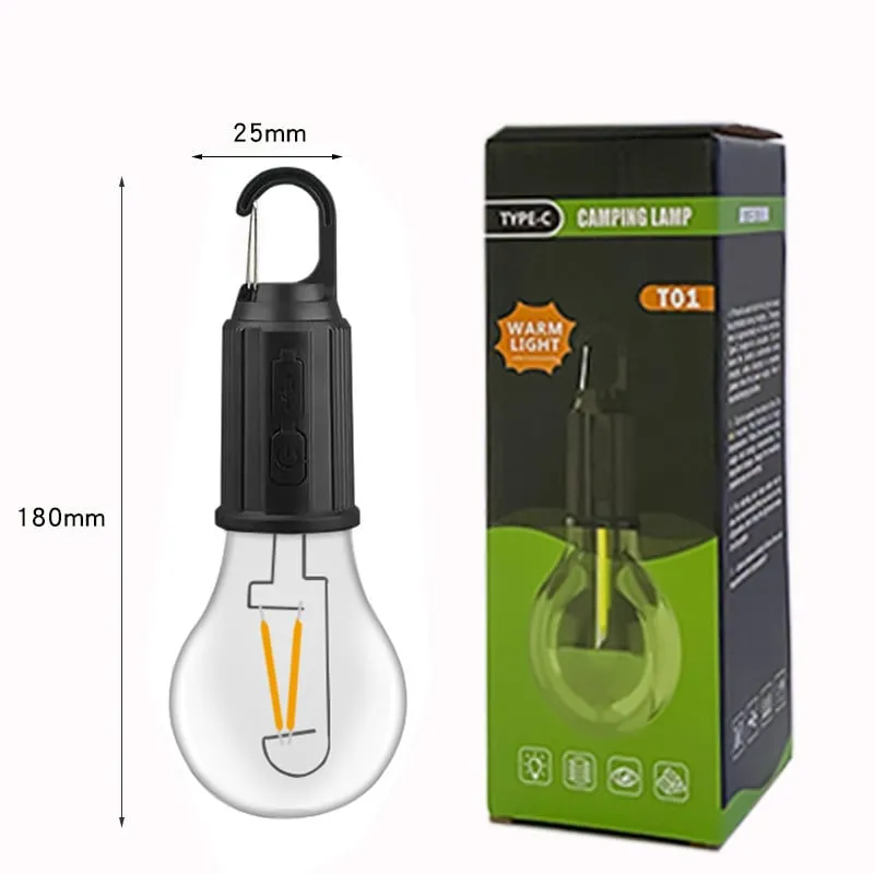 2026 Ny Utomhuscamping Hängande Typ-C Laddning Retro Glödlampa Belysning Dekoration