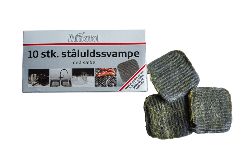 Ståluldssvamp med sæbe 10 stk