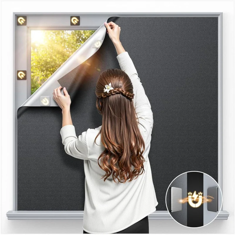 ✨ Återanvändbar Magnetisk Mörkläggningsgardin – Lätt att installera, Tätningsfunktion & Perfekt för sömn 🛌