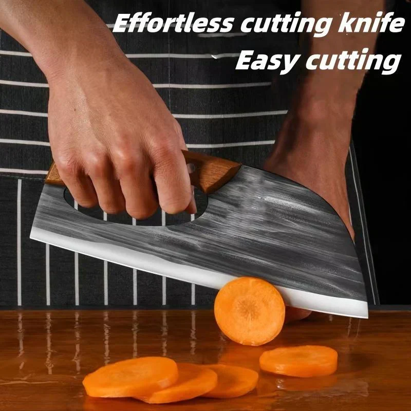 Ergonomisk kökskniv – med handtag framtill för att enkelt skära grönsaker och kött. En perfekt present till hemmakocken. 🍅🔪