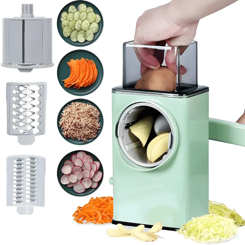 Multi-Function Vegetable Cutter with Stainless Steel Panel – 3-in-1 Drum Slicer