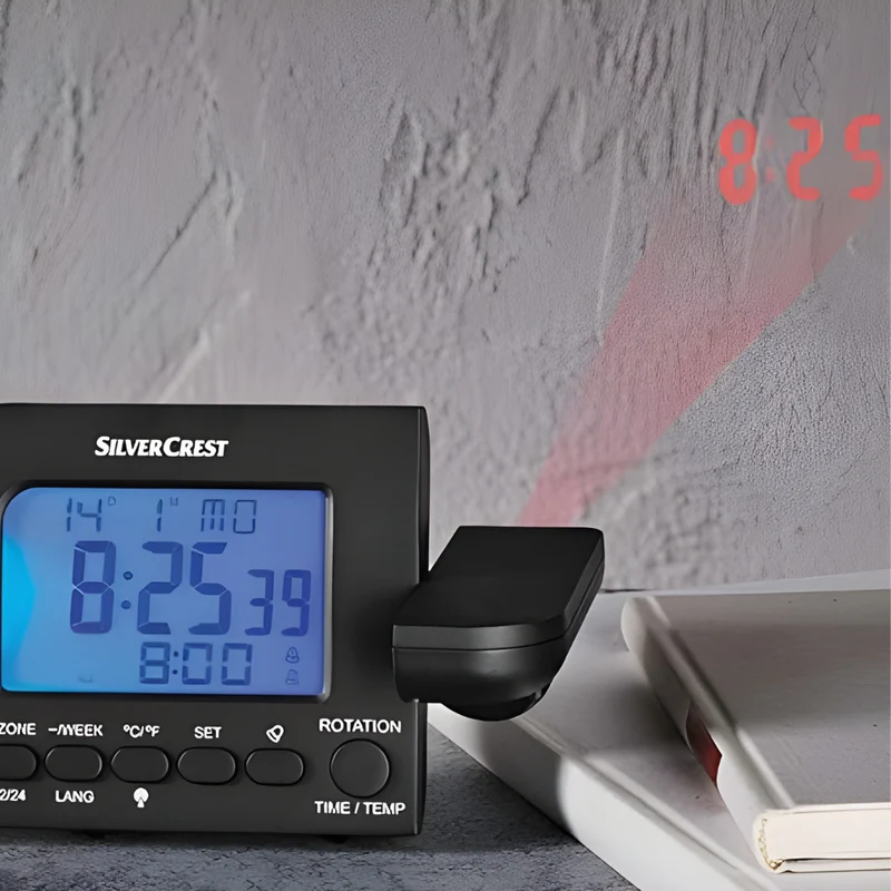 Wireless Projection Alarm Clock with Temperature Display – Black / White